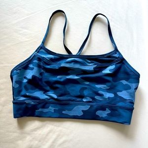 Blue camouflage sports bra
